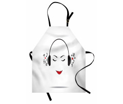 Lady Listening to Music Apron