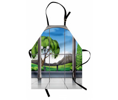 Window View Mountains Apron