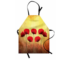 Retro Poppy Flowers Apron