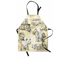 Hand Drawn Teddy Bear Apron