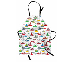 Cartoon Fishing Boats Apron