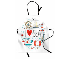 I Love Sea Words Apron