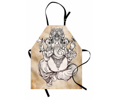 Vintage Grunge Elephant Motif Apron