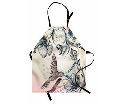 Vintage Birds Flowers Apron