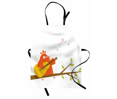 Singing Orange Bird on Branch Apron