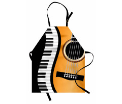 Piano Keys Wave and Guitar Apron