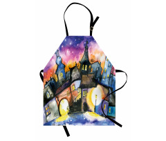 Town Night Watercolor Apron