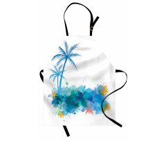 Seashells Blue Palm Art Apron