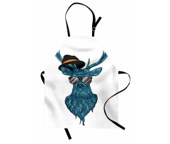 Teal Hipster Antler Print Apron