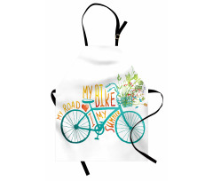 Blue Bike with Flowers Apron