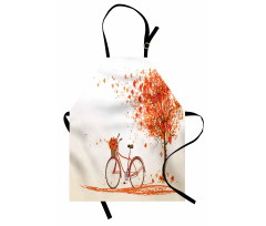 Ulaşım Araçları Mutfak Önlüğü Bisiklet ve Ağaç Desenli