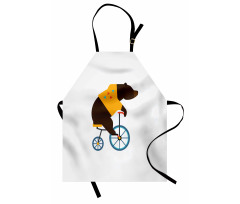 Hayvan Deseni Mutfak Önlüğü Bisikletli Ayı Desenli