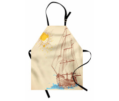 Boat in Windy Sea Sun Apron