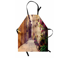 Street in Italy Flowers Apron