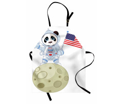 Astronaut on Moon Cartoon Apron