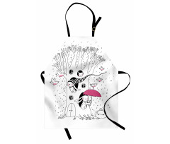 Birds Rabbits Tree Rainy Apron