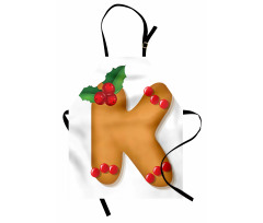 Noel Mutfak Önlüğü K Harfi Modelinde Kukuletalı Kurabiye Motifi