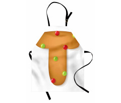 Noel Mutfak Önlüğü T Şeklinde Zencefilli Kurabiye Dijital Baskı