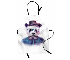 Hipster Panda with Tie Apron