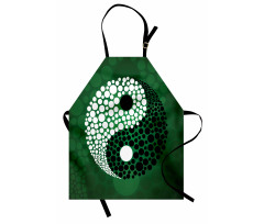 Semboller Mutfak Önlüğü Yeşil Fon Yin Yang