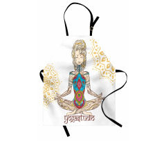 Meditating Girl Mandala Apron