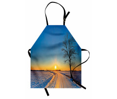 Winter Sunset Scene Tree Apron