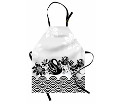 Black Swans and Flowers Apron