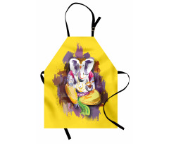 Elephant Figure Grunge Art Apron