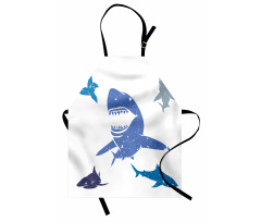 Hayvan Deseni Mutfak Önlüğü Deniz Su Altı Köpek Balığı Desenli