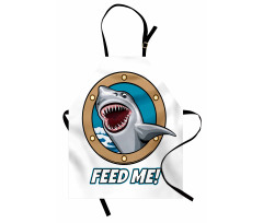 Hayvan Deseni Mutfak Önlüğü Acıkmış Köpek Balığı