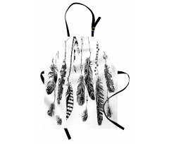 Hand Drawn Feather Apron
