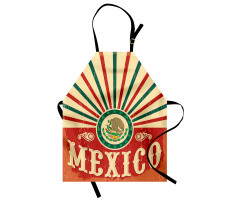 Ülkeler ve Şehirler Mutfak Önlüğü Retro Meksika Bayrağı Desenli