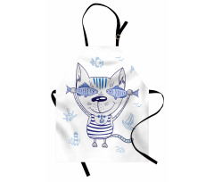 Kitty Holding Fishes Apron