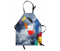 Flying Umbrellas Clouds Apron