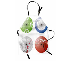 Semboller Mutfak Önlüğü Japon Şemsiyesi Desenli