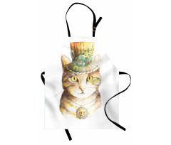 Çocuklar için Mutfak Önlüğü Şapkalı Kedi Desenli