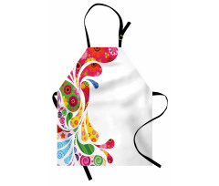 Retro Floral Leaf Art Apron