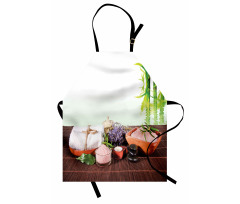 Bamboos Flowers Stones Apron