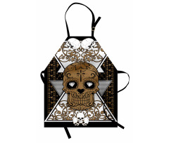 Skull and Flowers Tattoo Apron