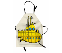 Çocuklar için Mutfak Önlüğü Sarı Denizaltı Desenli