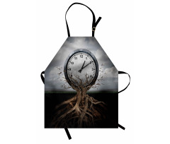 Zaman Mutfak Önlüğü Ağaçtan Saat Desenli