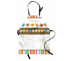 Birds Hearts Stripes Apron