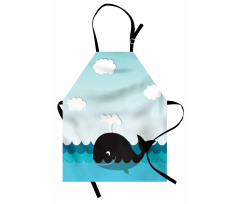 Whale in Wavy Ocean Apron