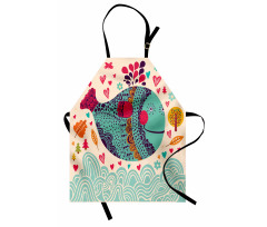 Colorful Whales Plants Apron