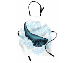 Whale with Striped Wave Apron