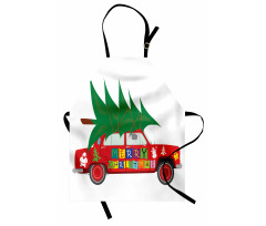 Dini Mutfak Önlüğü Noel Ağacı ve Araba