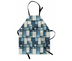 Dijital Sanat Mutfak Önlüğü Yama Stili Kot Kumaşı Desenli