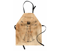 Geometrik Mutfak Önlüğü Da Vinci İnsan Anatomi