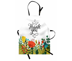 İngilizce Yazı Mutfak Önlüğü Şık Çiçek Desenli