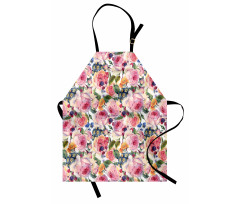 Shabby Plant Rose Floral Apron